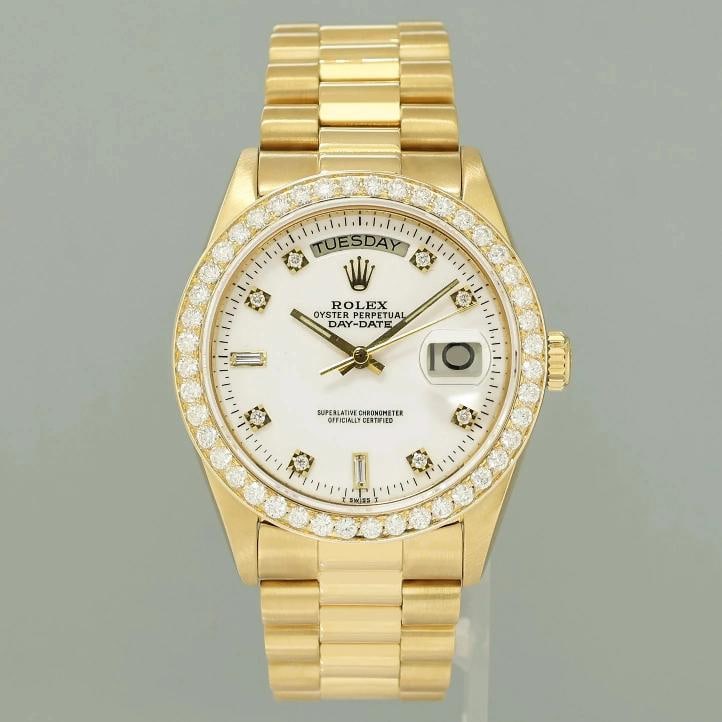MINT Rolex President Day-Date White Diamond 18038 Quickset Yellow Gold Watch Box - 2
