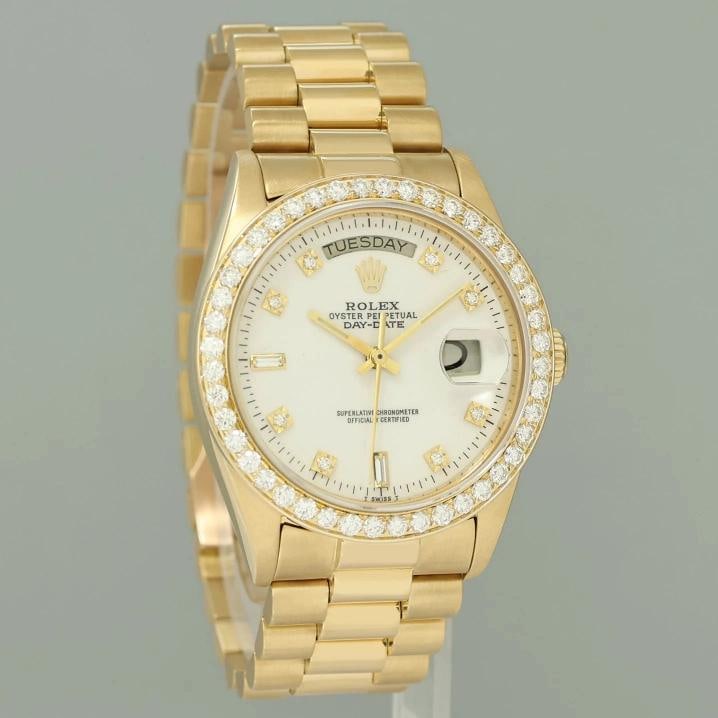 MINT Rolex President Day-Date White Diamond 18038 Quickset Yellow Gold Watch Box - 3