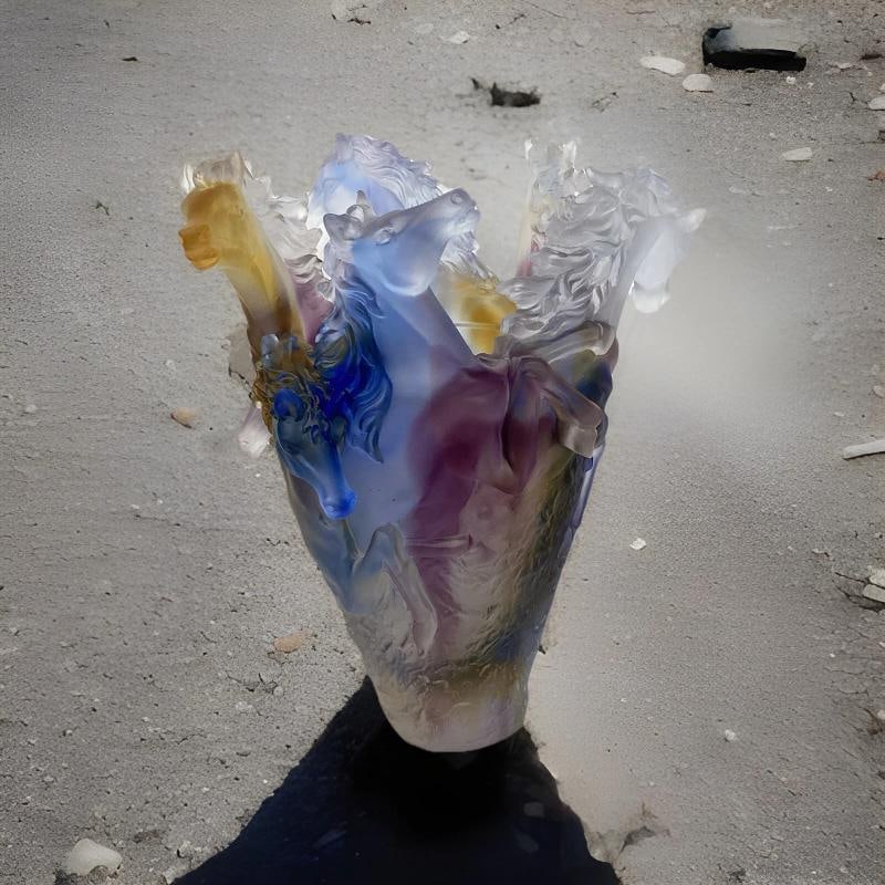 Nancy Daum Style Crystal Horse Vase Multi Color Unique Color H9Ã¢â‚¬Â - 3