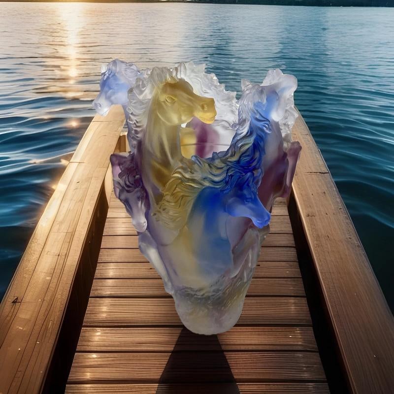 Nancy Daum Style Crystal Horse Vase Multi Color Unique Color H9Ã¢â‚¬Â - 4