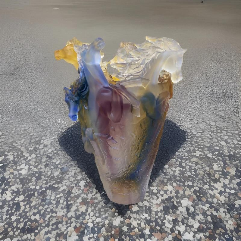 Nancy Daum Style Crystal Horse Vase Multi Color Unique Color H9Ã¢â‚¬Â - 5