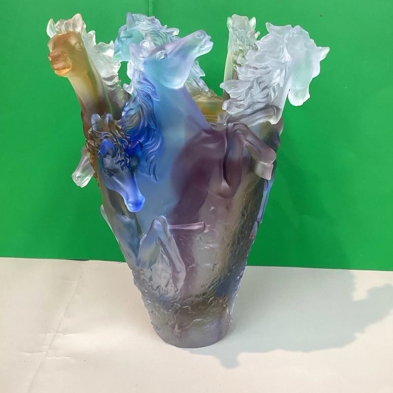 Nancy Daum Style Crystal Horse Vase Multi Color Unique Color H9Ã¢â‚¬Â - 8