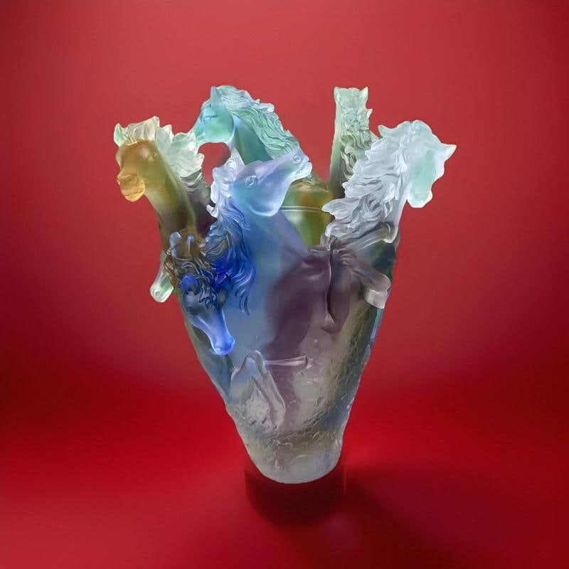 Nancy Daum Style Crystal Horse Vase Multi Color Unique Color H9Ã¢â‚¬Â - 9