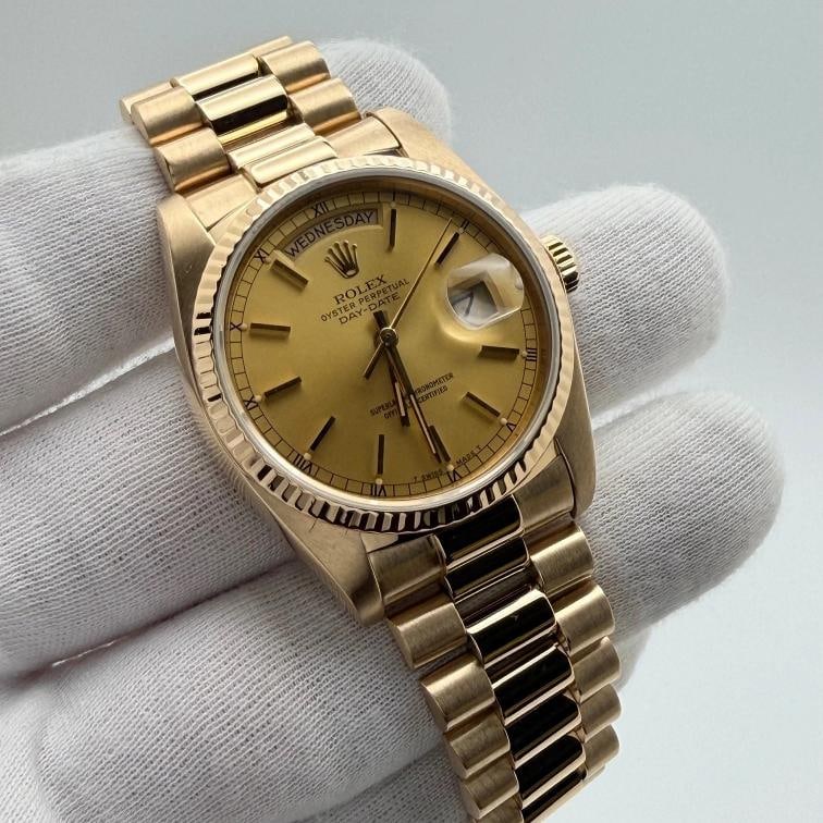 Rolex Day Date President 18038 36mm Champagne Dial Quickset 18K Yellow Gold - 3