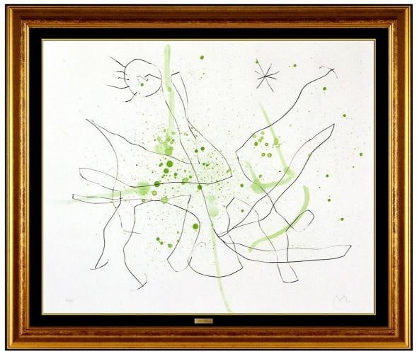 Joan Miro Original Etching Aquatint Hand Signed Abstract Flux L'Aimant Artwork: Condition: Used,Artist: Joan Miro,Unit of Sale: Single Piece,Signed: Yes,Title: Flux de l'Aimant,Material: Paper,Certificate of Authenticity (COA): Yes,Original/Licensed Reprint: Original,Framing: Fra