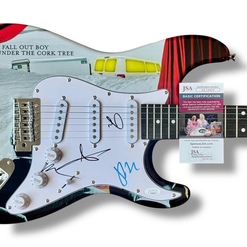 Fall Out Boy Signed Guitar Custom Graphics JSA COA Pete Wentz Patrick Stump +2 - 2