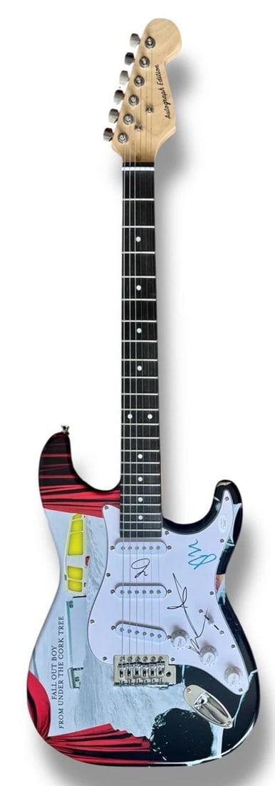 Fall Out Boy Signed Guitar Custom Graphics JSA COA Pete Wentz Patrick Stump +2 - 3