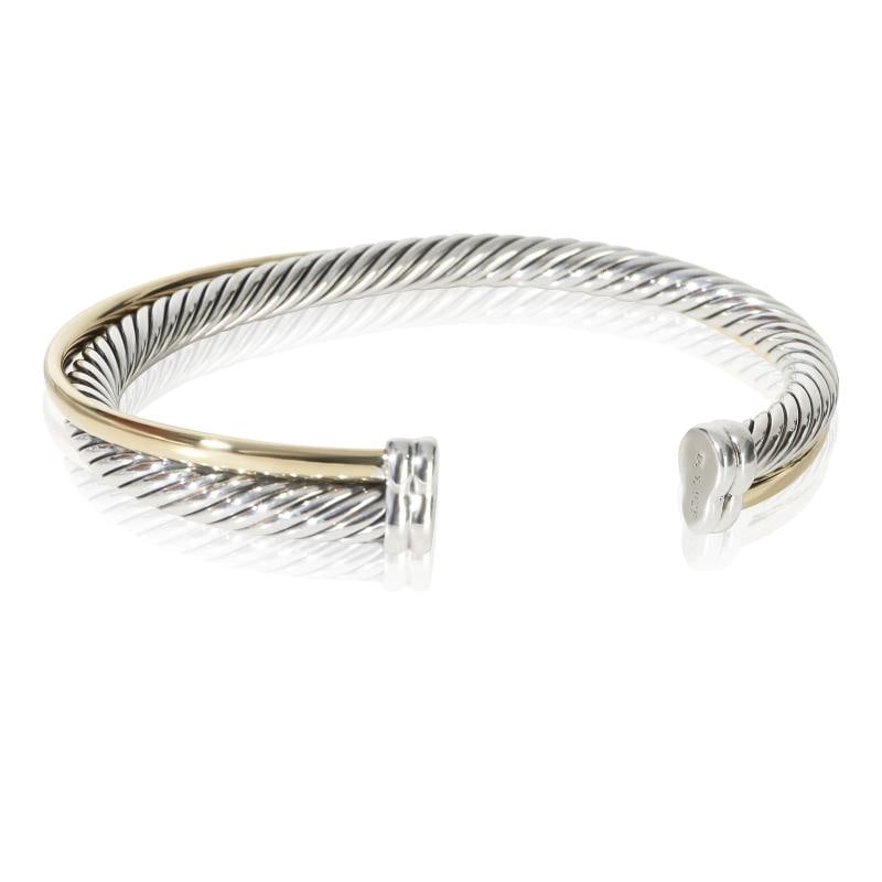 David Yurman Yellow Gold & Sterling Silver 5mm Crossover Bracelet - 3
