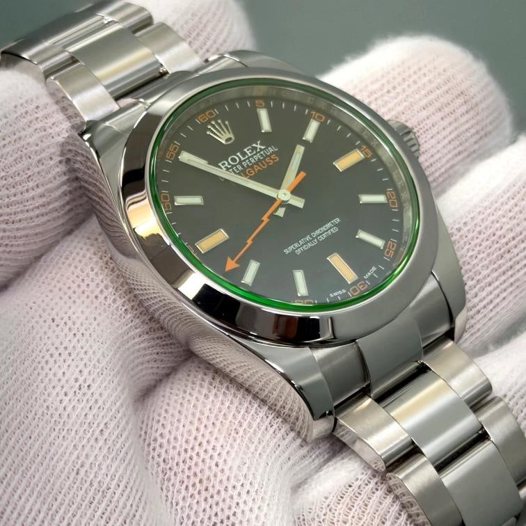 Rolex Milgauss 116400GV Green Crystal Black Dial 40mm Steel Box Papers 2021 - 4