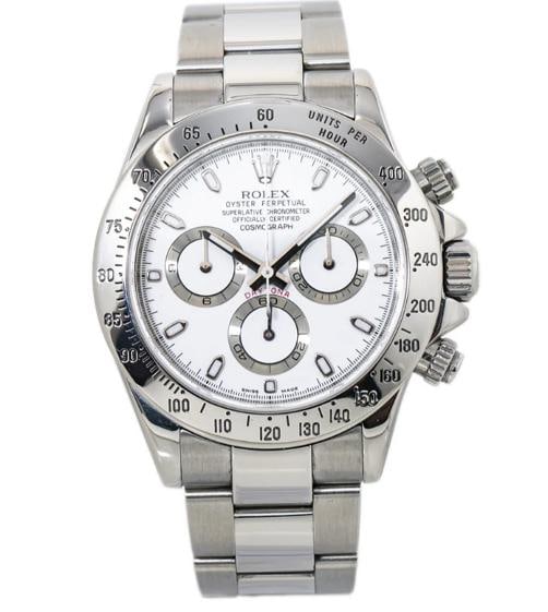 Rolex Daytona 116520 PAPERS Oyster SS White Dial Auto Men's Watch 40mm: Condition: Pre-owned - Good: This item has been gently used but is in good condition. It might have a few signs of wear, like light scratches or tarnishing. ,Brand: Rolex,REFERENCE: 116520,WARRANTY: