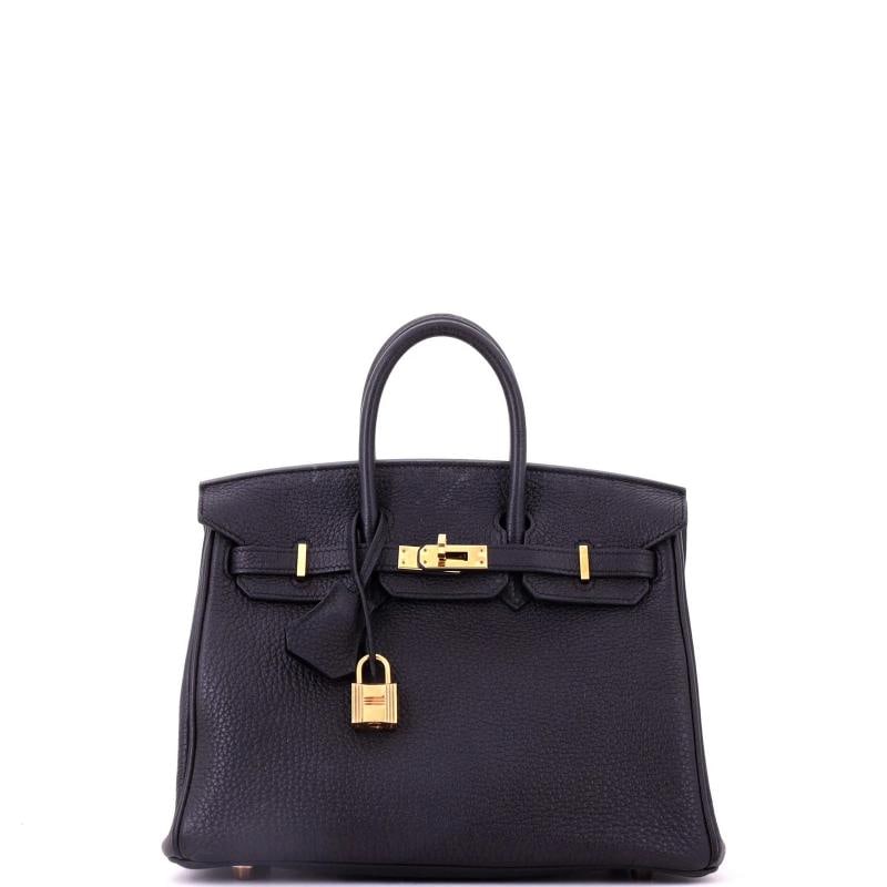 Hermes Birkin Handbag Black Togo with Gold Hardware 25: Condition: Pre-owned - Good,Brand: Hermes,Exterior Material: Leather,Style: Totes,Exterior Color: Black,Department: Women,Size: 25,Accessories: Dust Bag, Lock, Clochette, Box, Keys