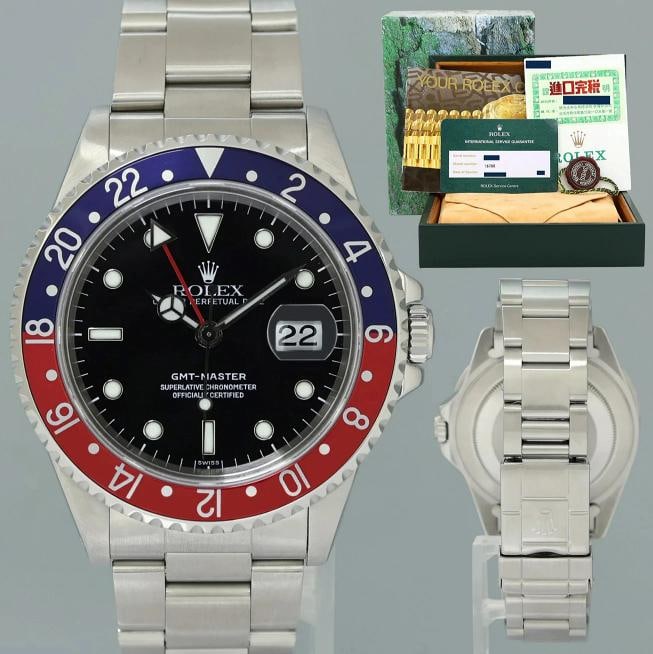 1999 PAPERS MINT Rolex 16700 GMT-Master Pepsi Blue Red 40mm Steel Watch Box: Condition: Pre-owned - Excellent,Brand: Rolex,Department: Unisex Adults,Type: Wristwatch,Model: GMT-Master,Reference Number: 16700,With Original Box/Packaging: Yes,With Papers: Original & RSC,Customiz