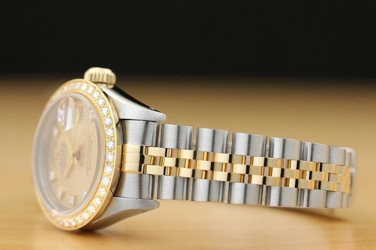 LADIES ROLEX DATEJUST 69173 FACTORY DIAMOND CHAMPAGNE DIAL 18K GOLD SS WATCH - 4