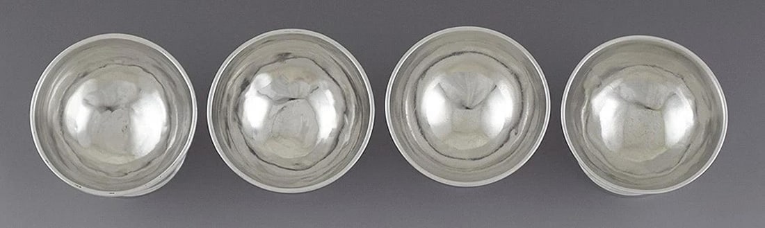 1805-1818 Fab set 4 English Georgian Sterling Silver Round Open Salt Cellars - 2