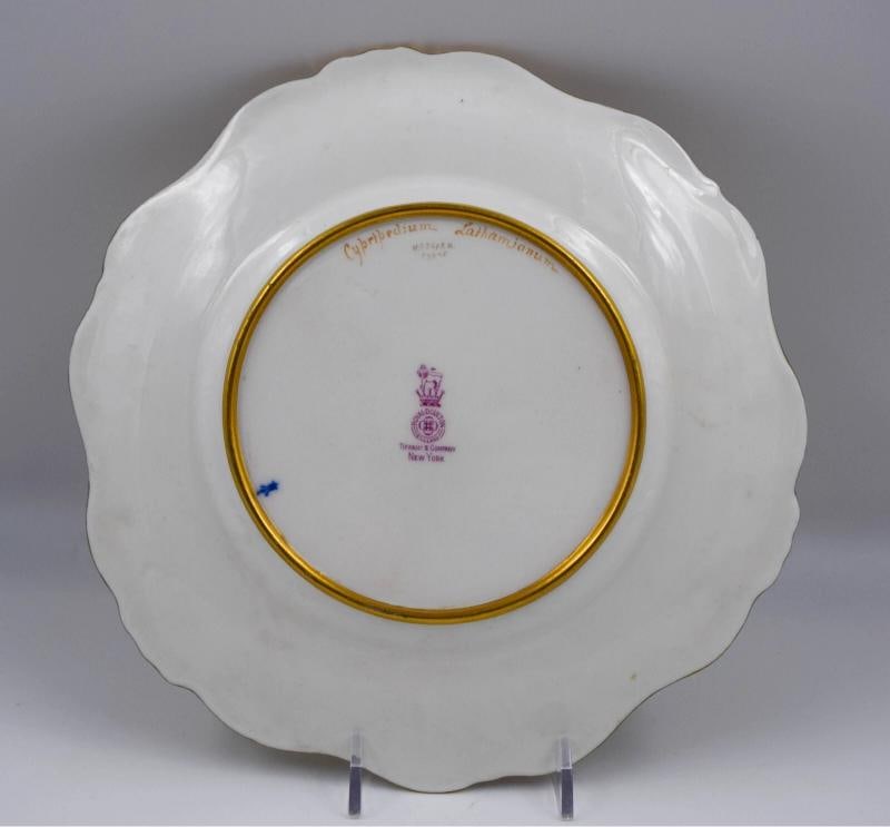 Royal Doulton Orchid Cabinet Plate, H.P. Artist Signed D. Dewsbury, Circa 1900 - 6