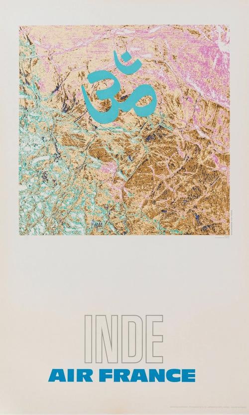 Original Vintage Poster - Raymond Pages - Air France - India - Airplane - 1971: Condition: Used,Features: Signed,Width (Inches): 23,2,Listed By: Dealer or Reseller,Subject: Transportation,Size: Large (up to 60in.),Height (Inches): 39,7,Date of Creation: 1970-1989,Artist: Raymond