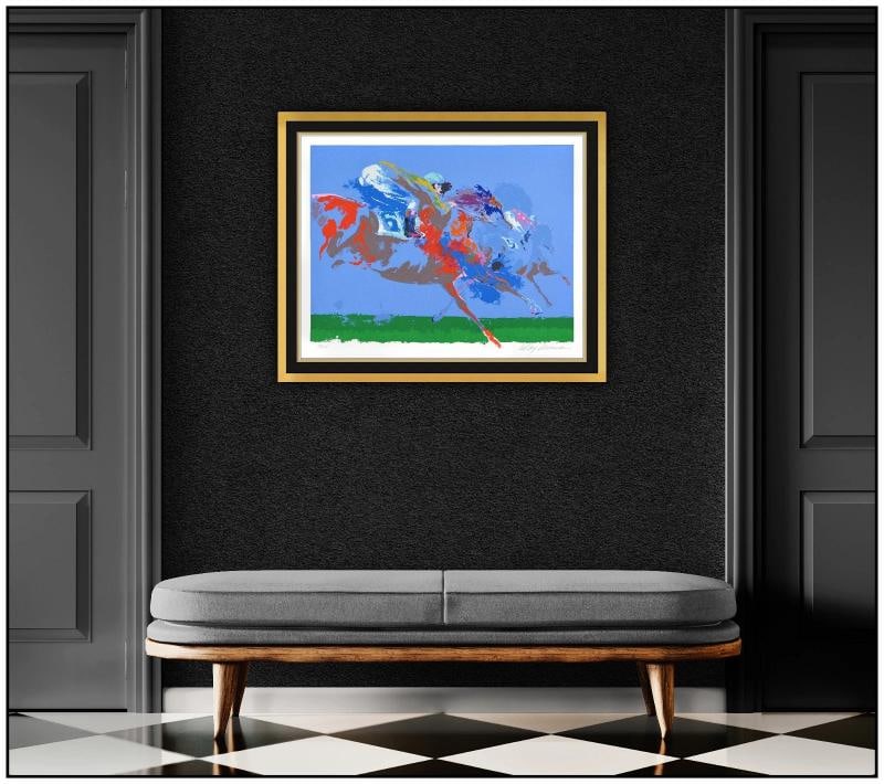 LeRoy Neiman Original Color Screenprint In the Stretch Horse Signed Framed Art - 2