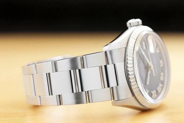 MENS ROLEX DATEJUST 16014 BLUE ROMAN DIAL 18K WHITE GOLD SS WATCH w/ OYSTER BAND - 6