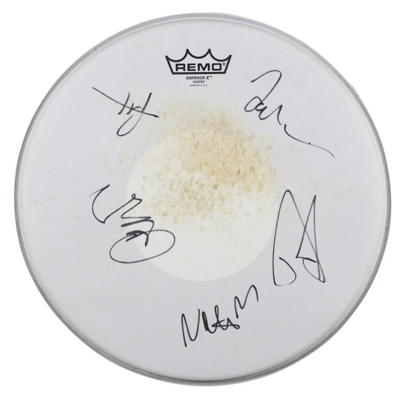 Foo Fighters (5) Grohl, Hawkins +3 Signed 15 Concert Used Drum Head BAS #AE21091: Original/Reproduction: Original,Industry: Music,PRODUCT_COA: Beckett,PRODUCT_SIGNED_BY_NAME: Dave Grohl, Taylor Hawkins, Rami Jaffee, Chris Shifflet & Nate Me,PRODUCT_SIGNED_BY_BRAND: Foo
