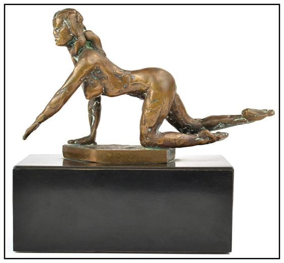 George Gach Original Full Round Nude Female Bronze Figurative Sculpture Signed - 2