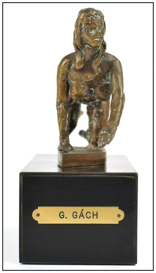 George Gach Original Full Round Nude Female Bronze Figurative Sculpture Signed - 3
