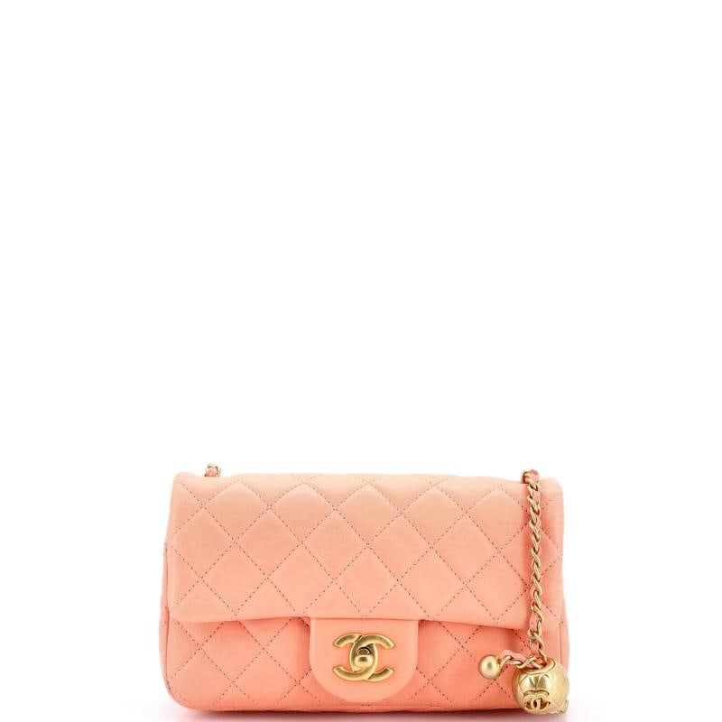 Chanel Pearl Crush Flap Bag Quilted Lambskin Mini: Condition: Pre-owned - Good,Brand: Chanel,Exterior Material: Leather,Style: Cross Body Bags,Exterior Color: Orange,Department: Women,Size: Mini