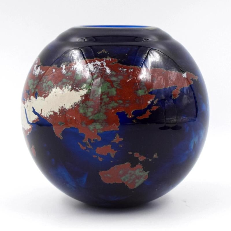 Rare Lundberg Studio World Vase - Signed, 1993 - Globe: Condition: Used,Brand: Lundberg,Type: Vase,Year Manufactured: 1993,Finish: Glossy,Country of Origin: United States