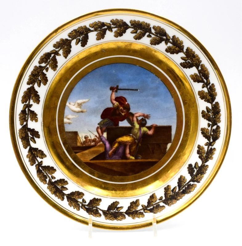 Rare Antique Stone Coquerel Et Legros - Paris Circa 1810 Neoclassical Plate: Condition: Used,Style: Neoclassical,Year Manufactured: 1810,Brand: Coquerel et Legros,Antique: Yes,Type: Cabinet Plate,Material: Porcelain,Country of Origin: France