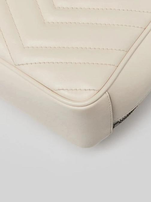 Gucci White Leather GG Marmont Small Shoulder Bag - 4