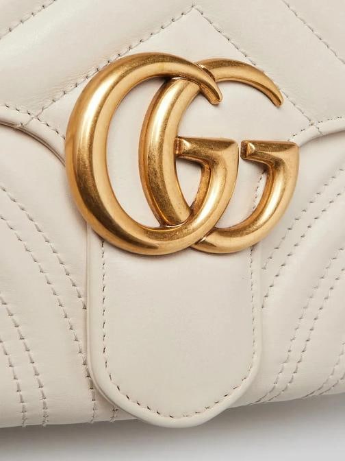 Gucci White Leather GG Marmont Small Shoulder Bag - 5