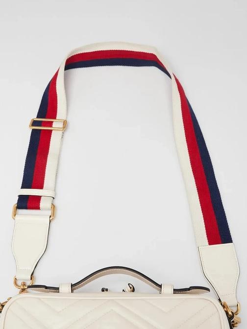 Gucci White Leather GG Marmont Small Shoulder Bag - 7