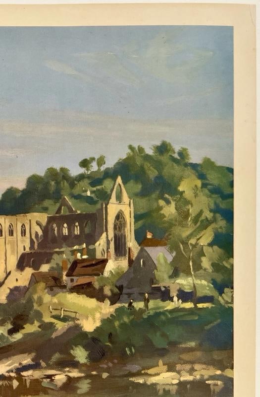 Original Vintage Poster THE ABBEYS OF BRITAIN British Travel Tourism LINEN - 3