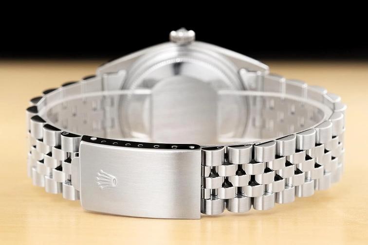 ROLEX MENS DATEJUST 16014 SILVER ROMAN DIAL 18K WHITE GOLD STEEL JUBILEE WATCH - 6