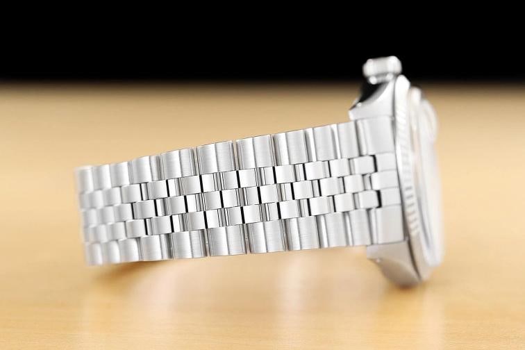 ROLEX MENS DATEJUST 16014 SILVER ROMAN DIAL 18K WHITE GOLD STEEL JUBILEE WATCH - 8