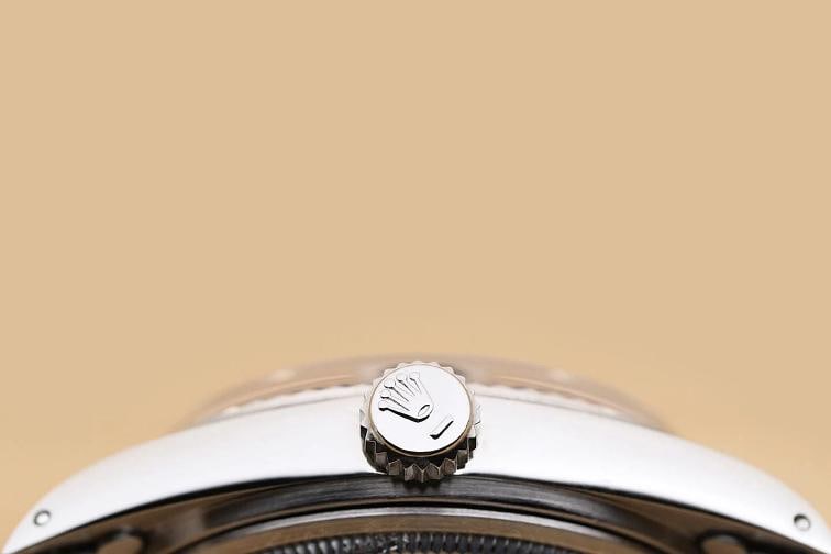 ROLEX MENS DATEJUST 16014 SILVER ROMAN DIAL 18K WHITE GOLD STEEL JUBILEE WATCH - 9
