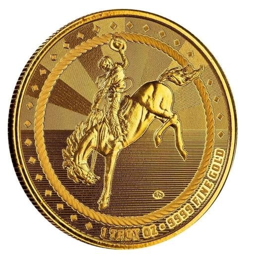 1 oz Gold Cowboy Round w/ Buffalo Privy .9999 Gold Bullion Round in COA #A591 - 2