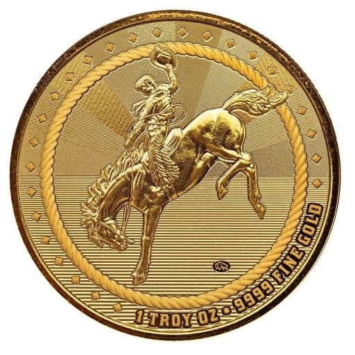 1 oz Gold Cowboy Round w/ Buffalo Privy .9999 Gold Bullion Round in COA #A591 - 5