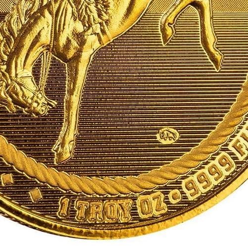 1 oz Gold Cowboy Round w/ Buffalo Privy .9999 Gold Bullion Round in COA #A591 - 6