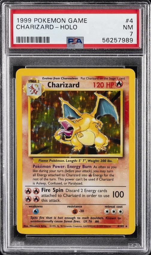 1999 POKEMON BASE SET UNLIMITED #4 CHARIZARD-HOLO PSA 7 (1 of 2)
