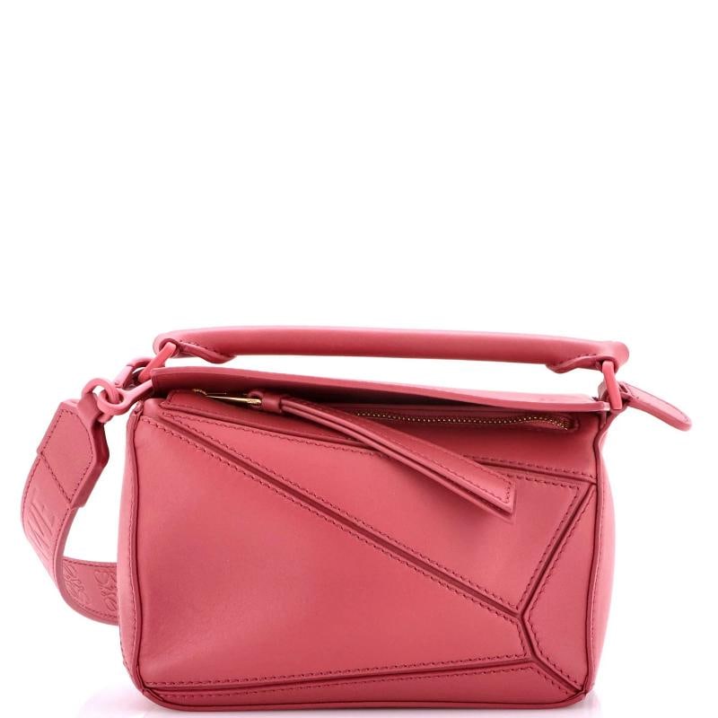 Loewe Puzzle Bag Leather Mini: Condition: Pre-owned - Excellent,Brand: Loewe,Exterior Material: Leather,Style: Cross Body Bags,Exterior Color: Pink,Department: Women,Size: Mini,Accessories: With Strap