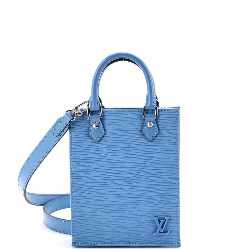 Louis Vuitton Petit Sac Plat Bag Epi Leather: Condition: Pre-owned - Good,Brand: Louis Vuitton,Exterior Material: Leather,Style: Cross Body Bags,Exterior Color: Blue,Department: Women,Size: Unknown,Accessories: With Strap
