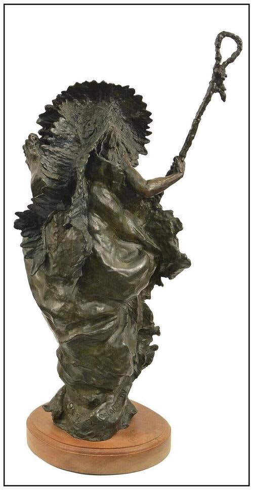 Nancy McLaughlin Powell Full Round Bronze Original Signed Native Sculpture Art - 3