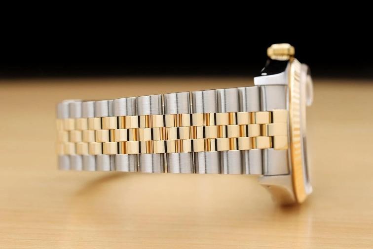 ROLEX MENS DATEJUST 16233 18K GOLD STEEL 2-TONE CHAMPAGNE ROMAN DIAL WATCH - 8