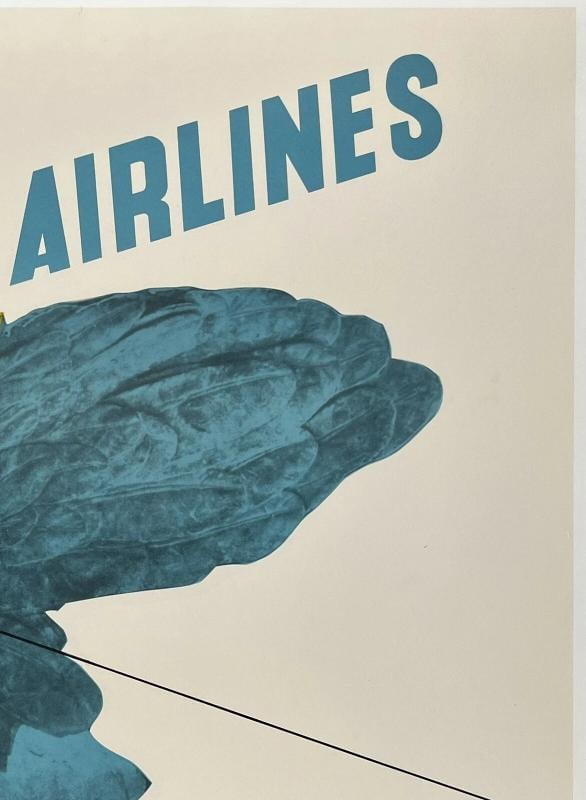 Original Vintage Poster AMERICAN AIRLINES PARIS Winged Victory Louvre Travel OL - 3