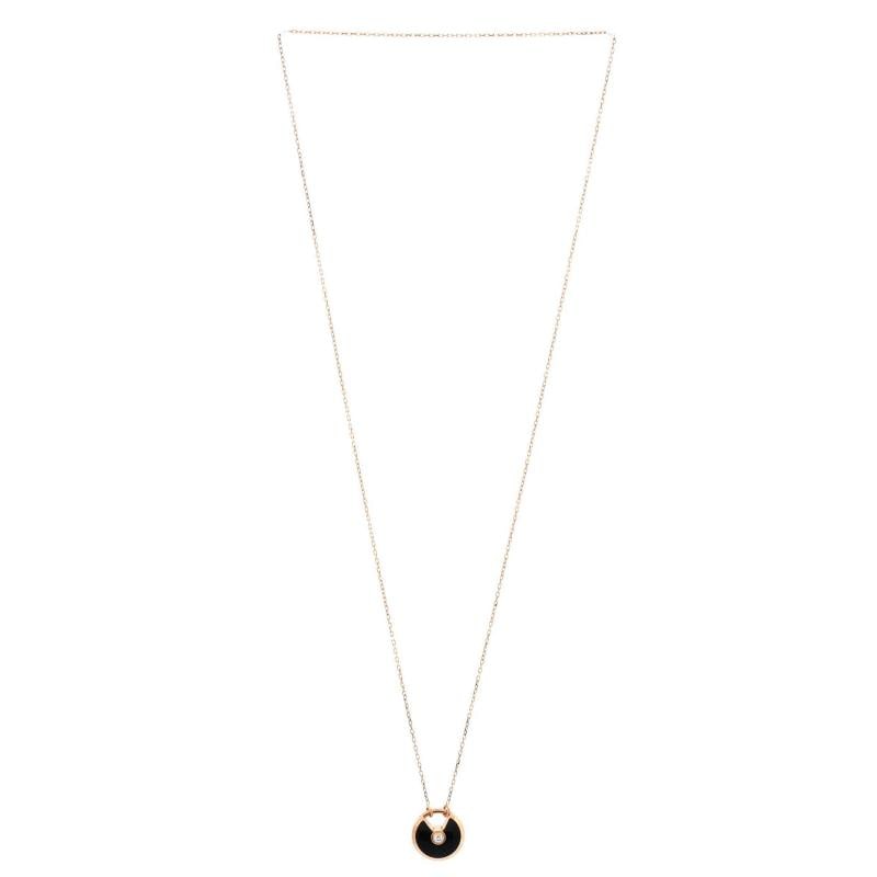 Cartier Amulette de Cartier Pendant Necklace 18K Rose Gold with Onyx and Diamond - 2