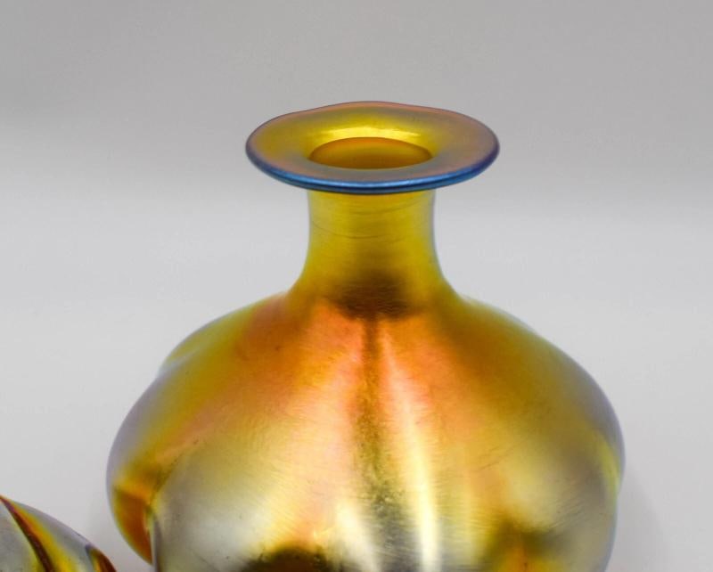 Steuben Gold Aurene Lobed Large Perfum Bottle, Signed - 3