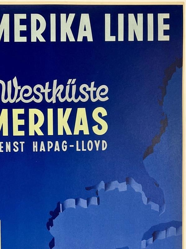 Original Vintage Poster HAMBURG AMERIKA LINIE NORDAMERIKAS HAPAG Ship Travel OL - 3