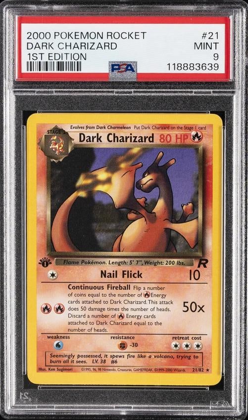 2000 POKEMON ROCKET 1ST EDITION #21 DARK CHARIZARD PSA 9: Condition: Graded - PSA 9: Professionally graded ,Graded: Yes,Set: 2000 POKEMON ROCKET,Game: PokÃƒÂ©mon TCG,Character: DARK CHARIZARD,Card Name: DARK CHARIZARD,Grade: