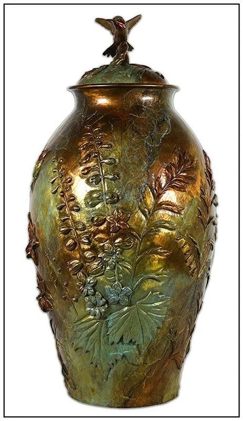 Joan Zygmunt Summers Grace Bronze Sculpture Birds Flowers Signed Wildlife Art - 2