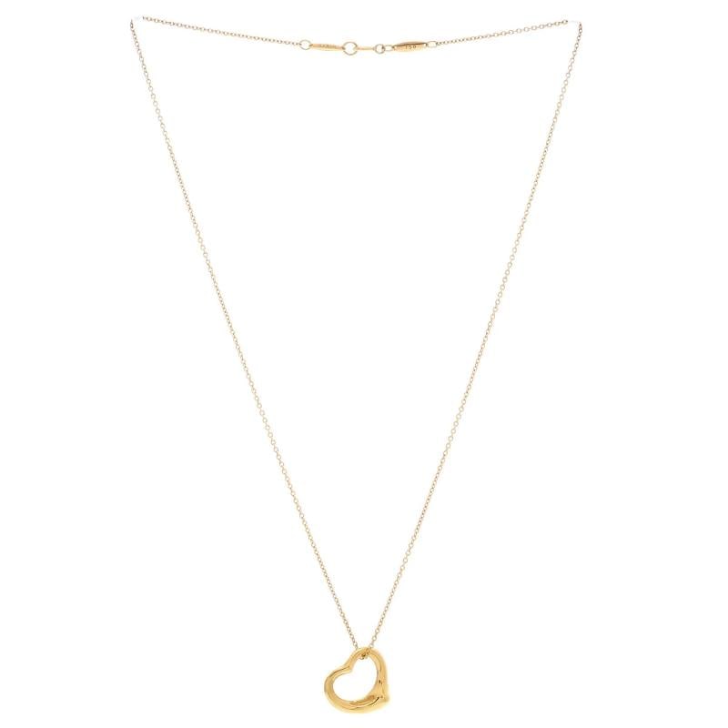 Tiffany & Co. Elsa Peretti Open Heart Pendant Necklace 18K Yellow Gold 16mm - 2